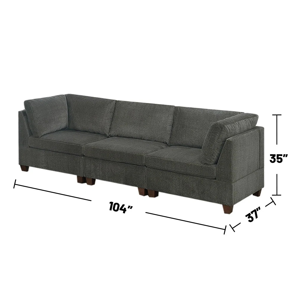 7 Seater Sofa Set: 6-Piece Chenille Modular Sectional Couch for Modern Living Rooms