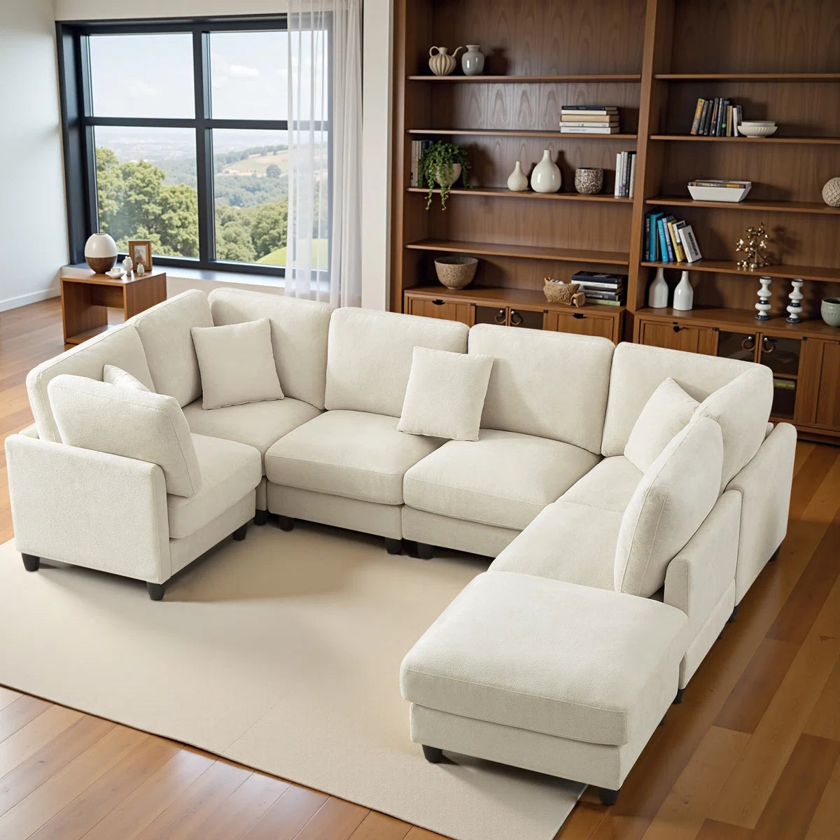 7 Seater Sofa Set: U-Shaped Upholstered Combination Sofa Set