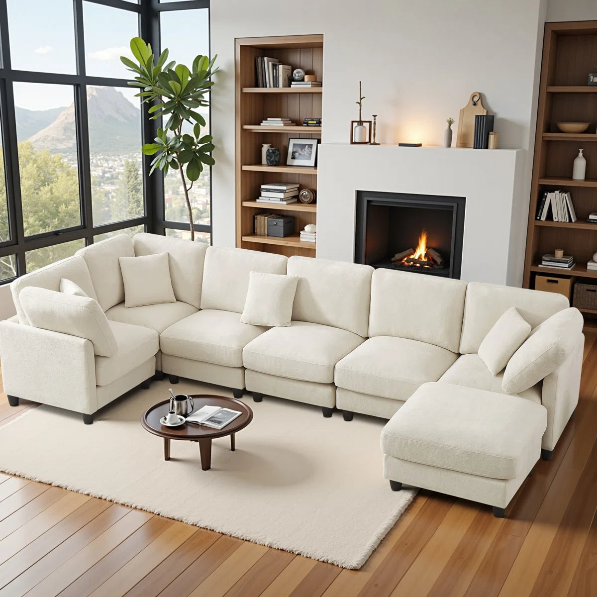 7 Seater Sofa Set: U-Shaped Upholstered Combination Sofa Set