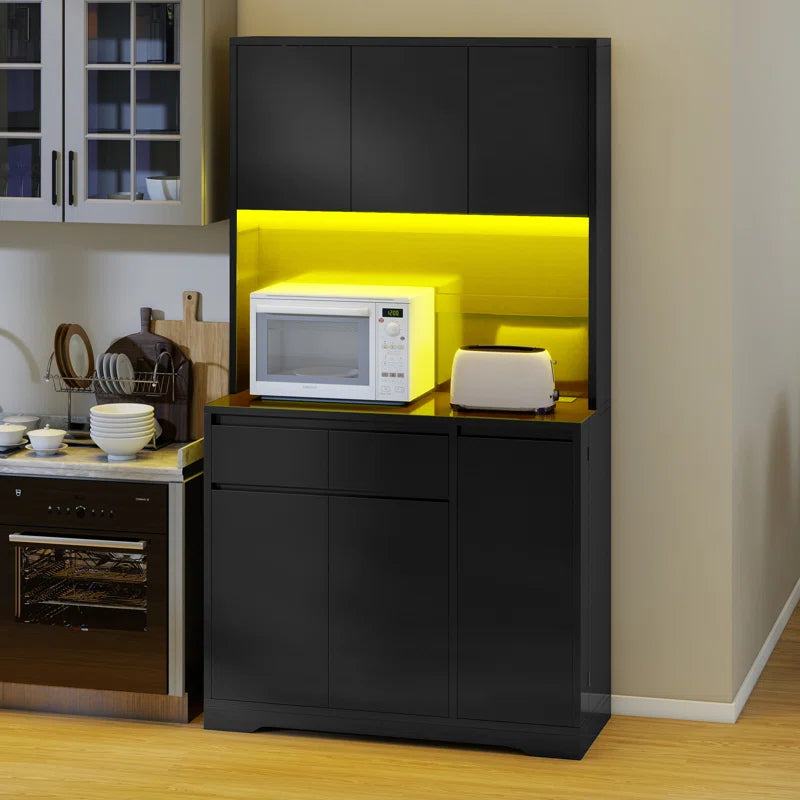 Microwave Stands:70.9'' High Gloss Kitchen Pantry Storage with Microwave Stands