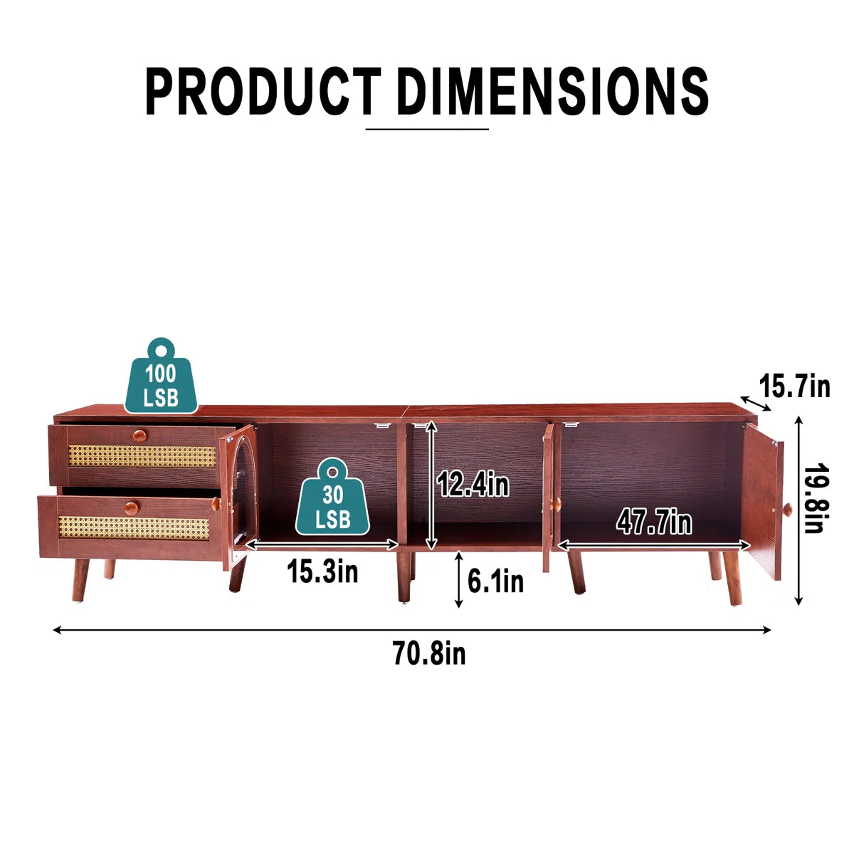 tv panel: 70" Rattan tv panels With 3 Cabinets & 2 Drawers,LED Light Entertainment Center For Tv Up To 80"