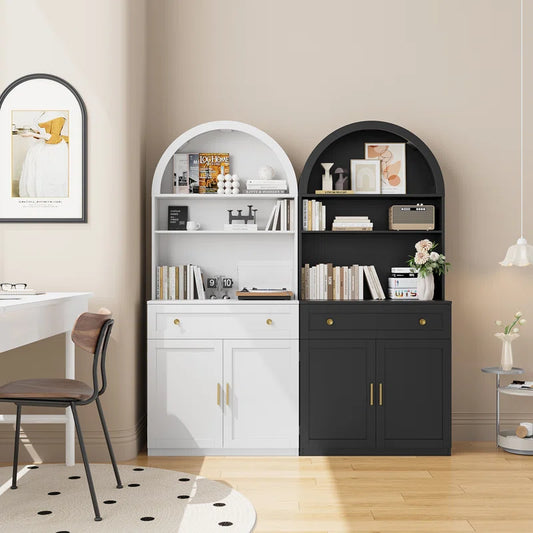 Microwave Stands: 70" Tall Arched Kitchen Pantry, Modern Kitchen Storage, Microwave Stands