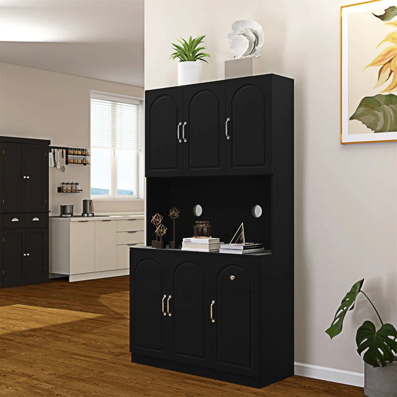 Microwave Stands: 71" Microwave Stand Cabinet with Counter Space & Pantry Storage