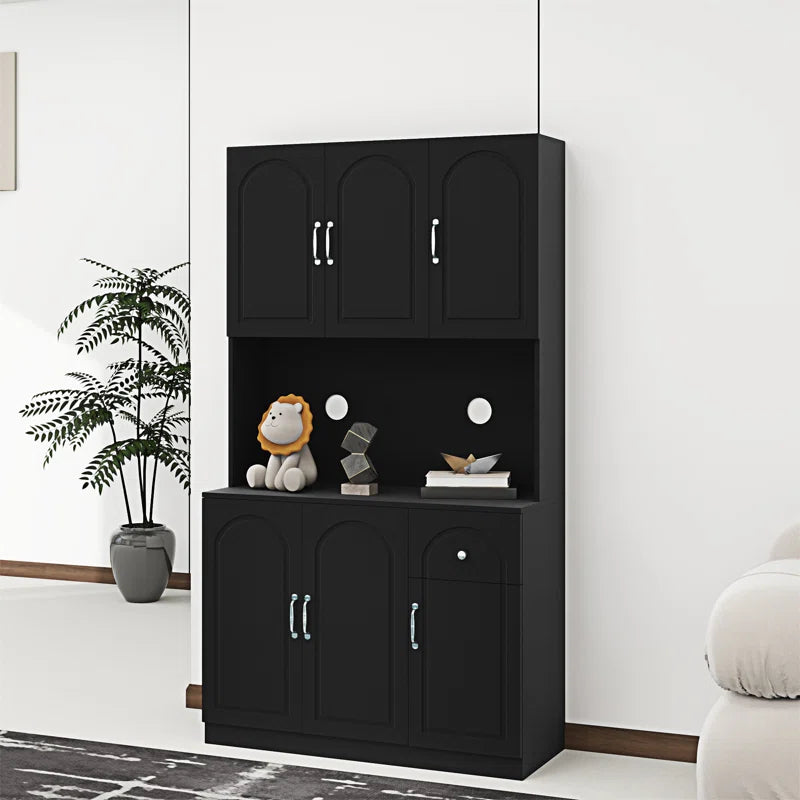 Microwave Stands: 71" Microwave Stand Cabinet with Counter Space & Pantry Storage