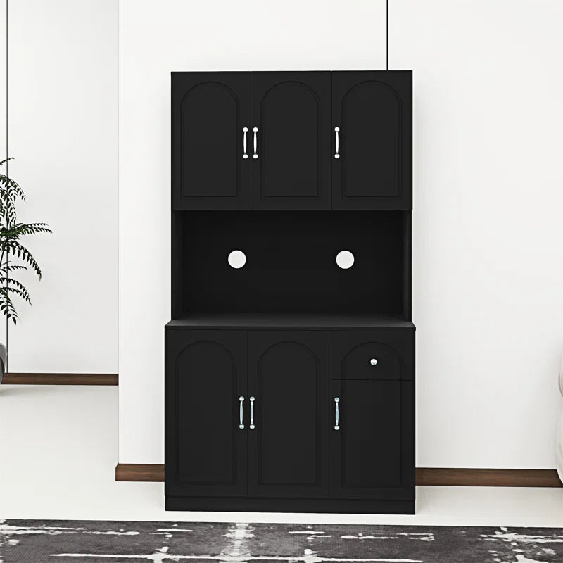 Microwave Stands: 71" Microwave Stand Cabinet with Counter Space & Pantry Storage
