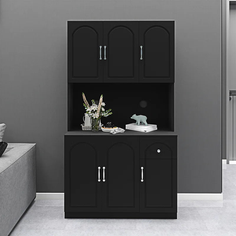 Microwave Stands: 71" Microwave Stand Cabinet with Counter Space & Pantry Storage