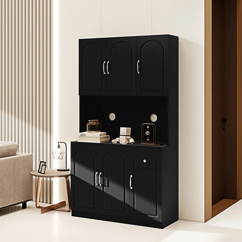 Microwave Stands: 71" Microwave Stand Cabinet with Counter Space & Pantry Storage