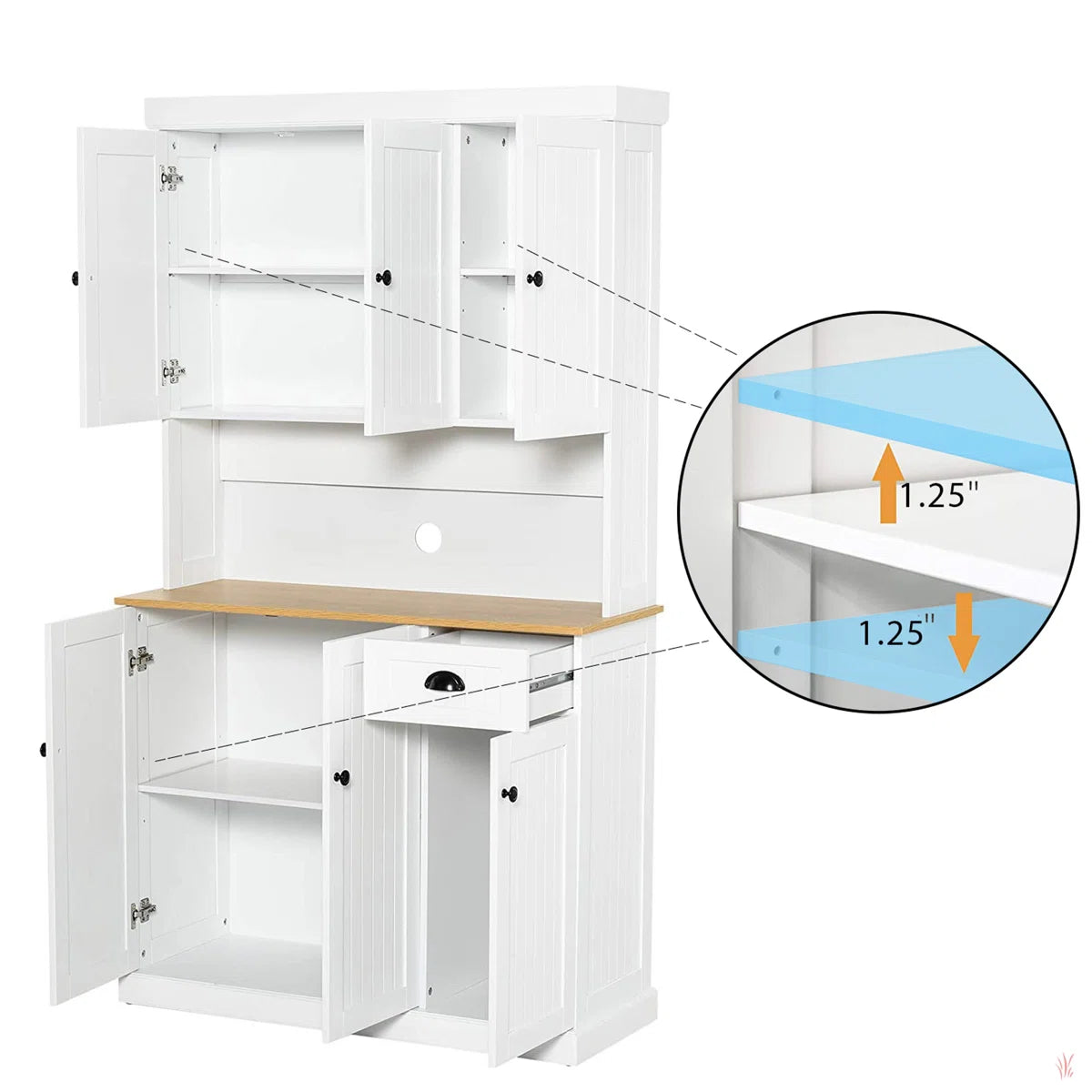 Microwave Stands: 71" Kitchen Hutch with Storage & Microwave Shelf