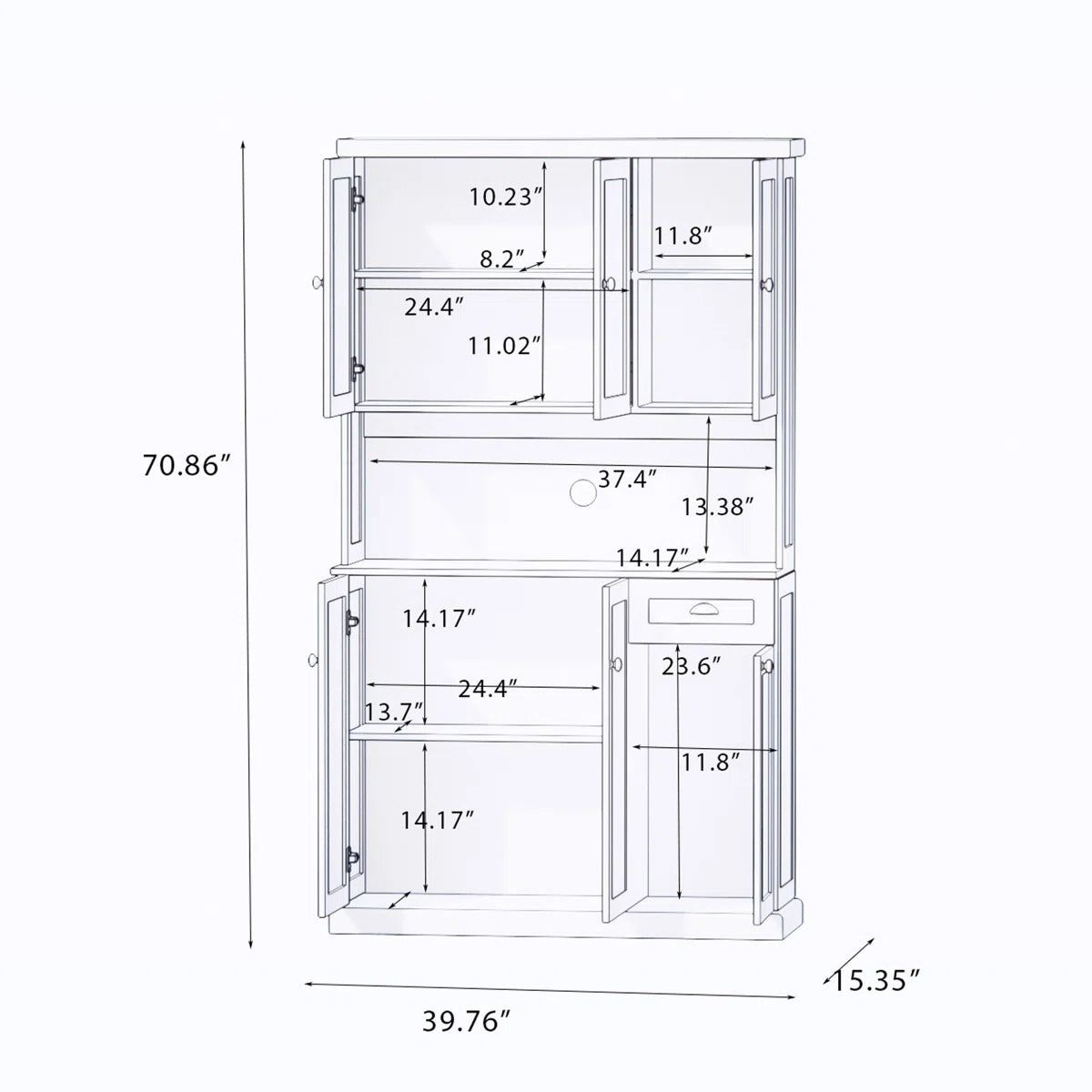 Microwave Stands: 71" Kitchen Hutch with Storage & Microwave Shelf