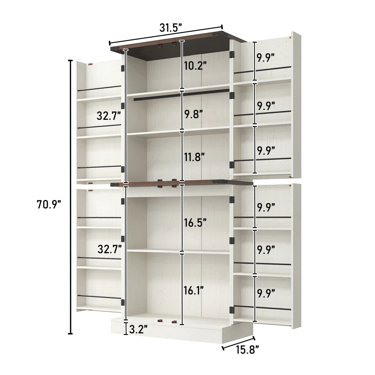 Microwave Stands: Tall Kitchen Pantry Cabinet with Adjustable Shelf and 12 Door Shelves