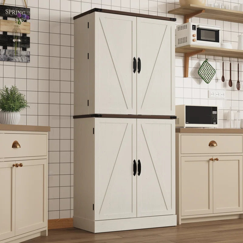 Microwave Stands: 71" Kitchen Pantry with Microwave Stand, 6 Door Shelves & Sliding Storage Rackse Racks