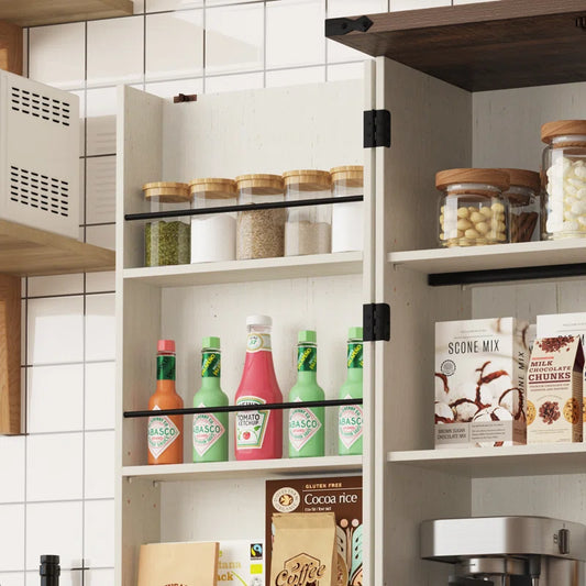 Microwave Stands: 71" Kitchen Pantry with Microwave Stand, 6 Door Shelves & Sliding Storage Rackse Racks