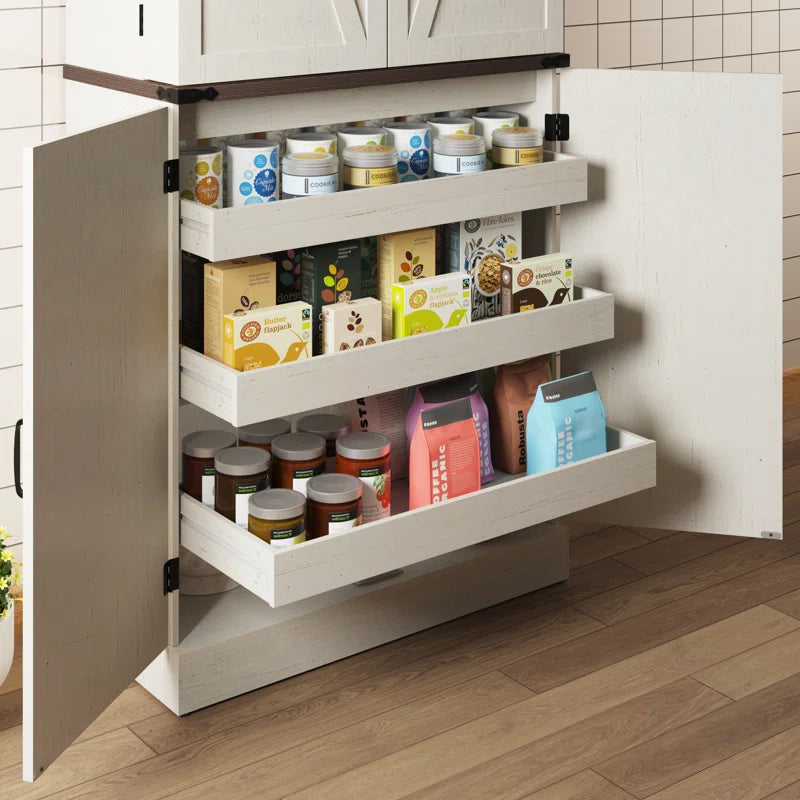 Microwave Stands: 71" Kitchen Pantry with Microwave Stand, 6 Door Shelves & Sliding Storage Rackse Racks