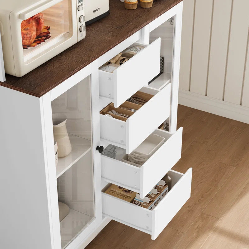 Kitchen Racks: 71" Storage Cabinet with Hutch, Microwave Shelf, Hooks