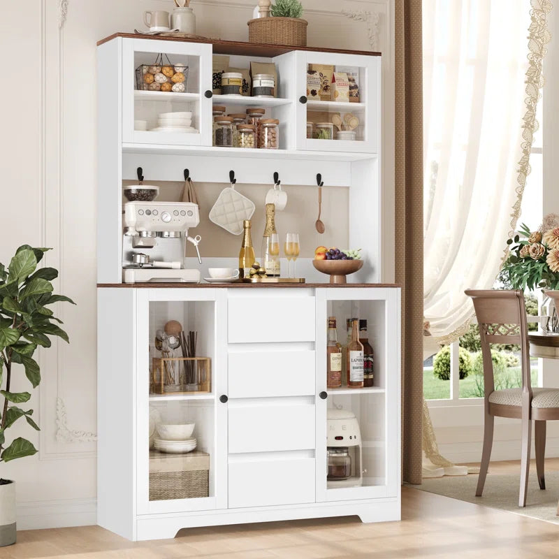 Kitchen Racks: 71" Storage Cabinet with Hutch, Microwave Shelf, Hooks