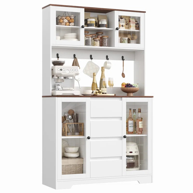 Kitchen Racks: 71" Storage Cabinet with Hutch, Microwave Shelf, Hooks