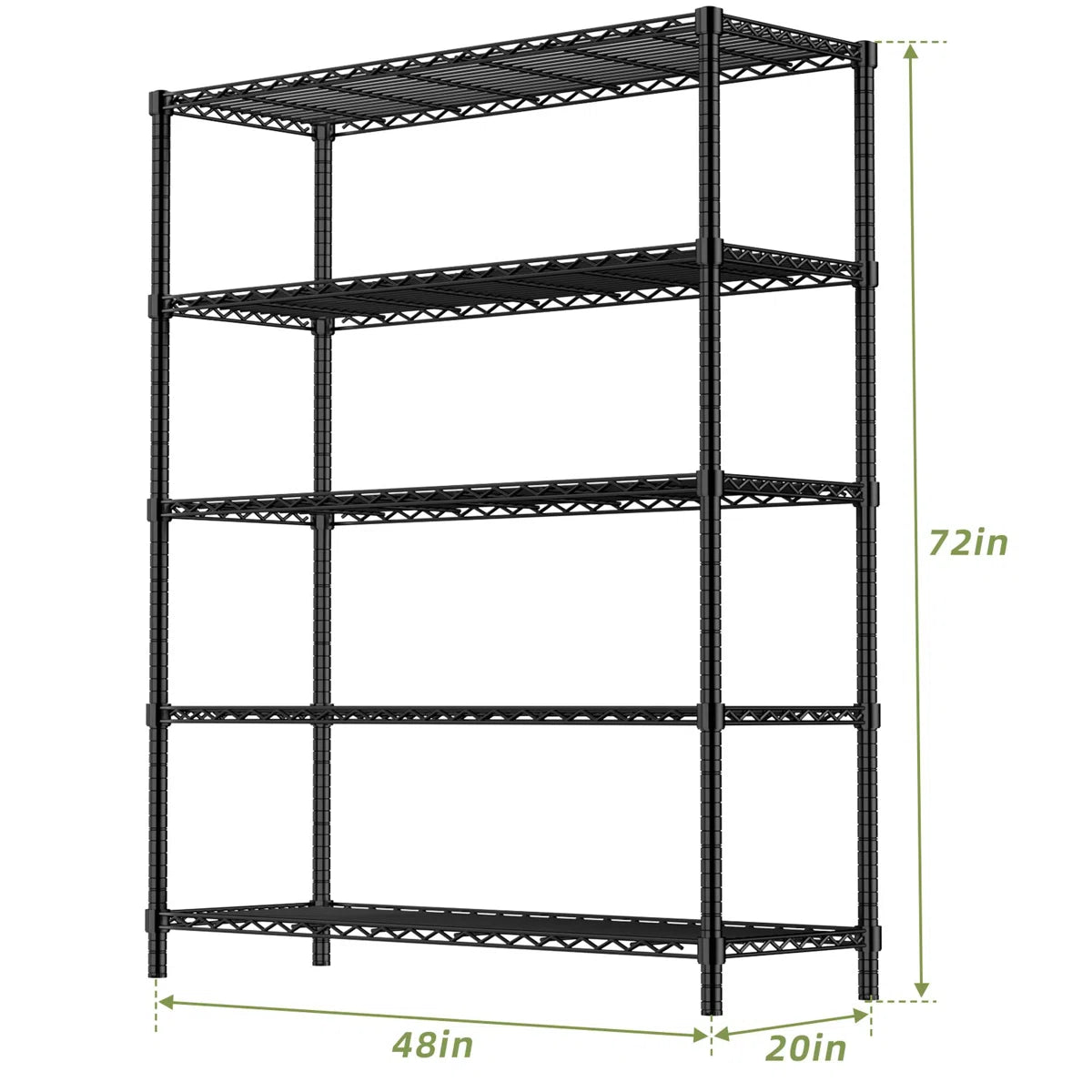 Kitchen Rack: 72'' H 5-Tier Heavy Duty Steel Storage Rack