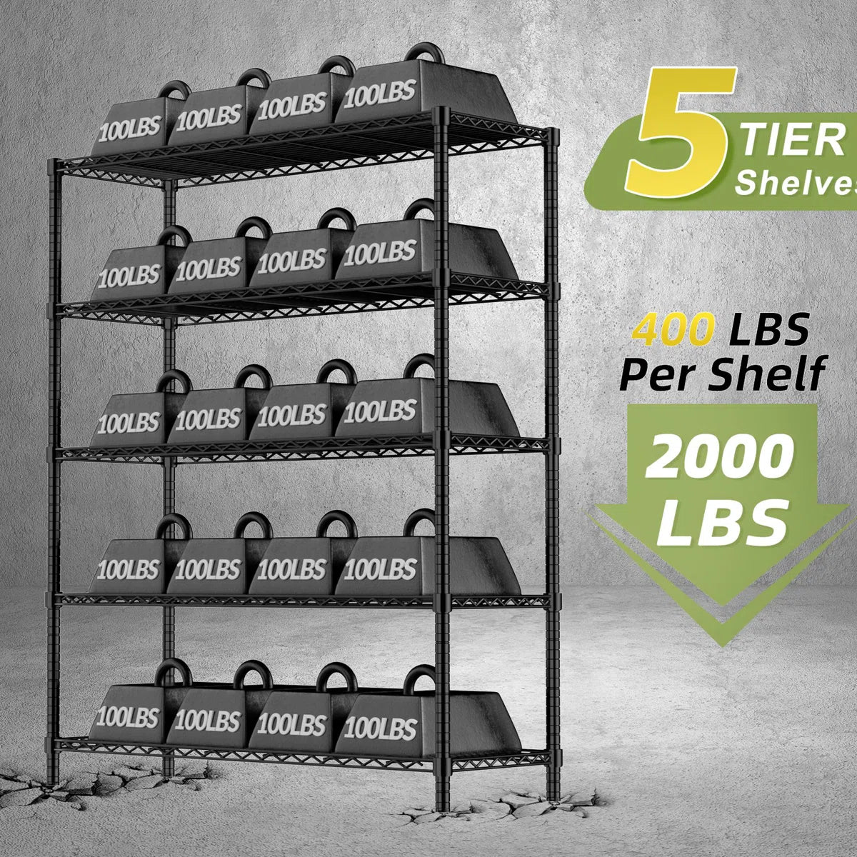 Kitchen Rack: 72'' H 5-Tier Heavy Duty Steel Storage Rack