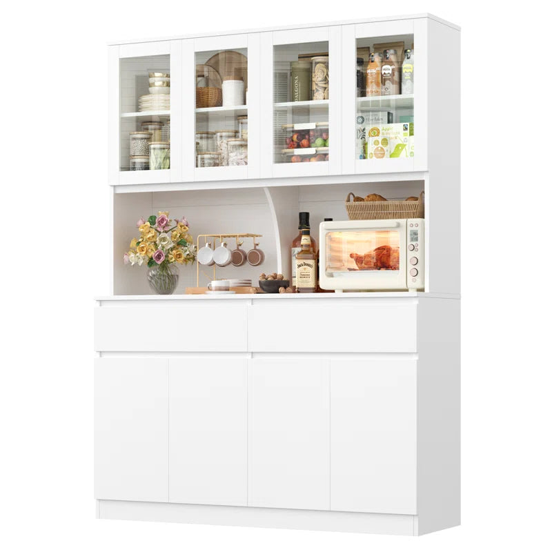 Microwave Stands:74.8" Large Wood Kitchen Pantry with Microwave Stands