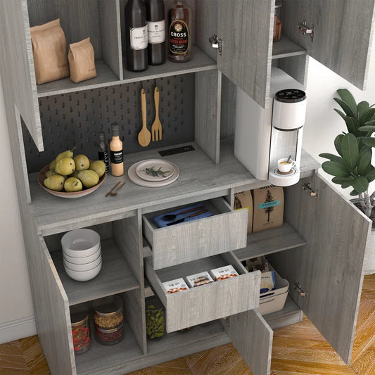 Microwave Stands: 74" Kitchen Pantry with Microwave Stands