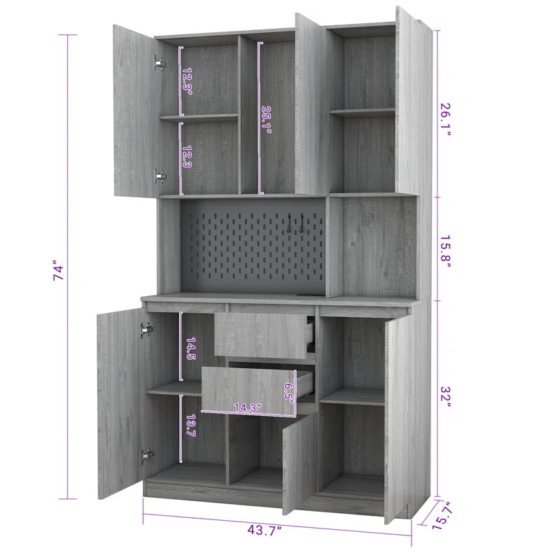 Microwave Stands: 74" Kitchen Pantry with Microwave Stands