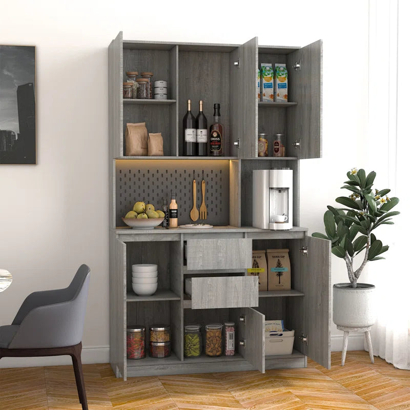 Microwave Stands: 74" Kitchen Pantry with Microwave Stands