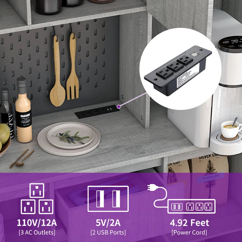 Microwave Stands: 74" Kitchen Pantry with Microwave Stands