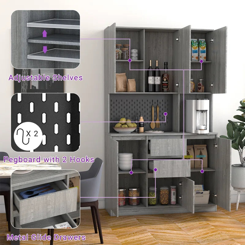 Microwave Stands: 74" Kitchen Pantry with Microwave Stands