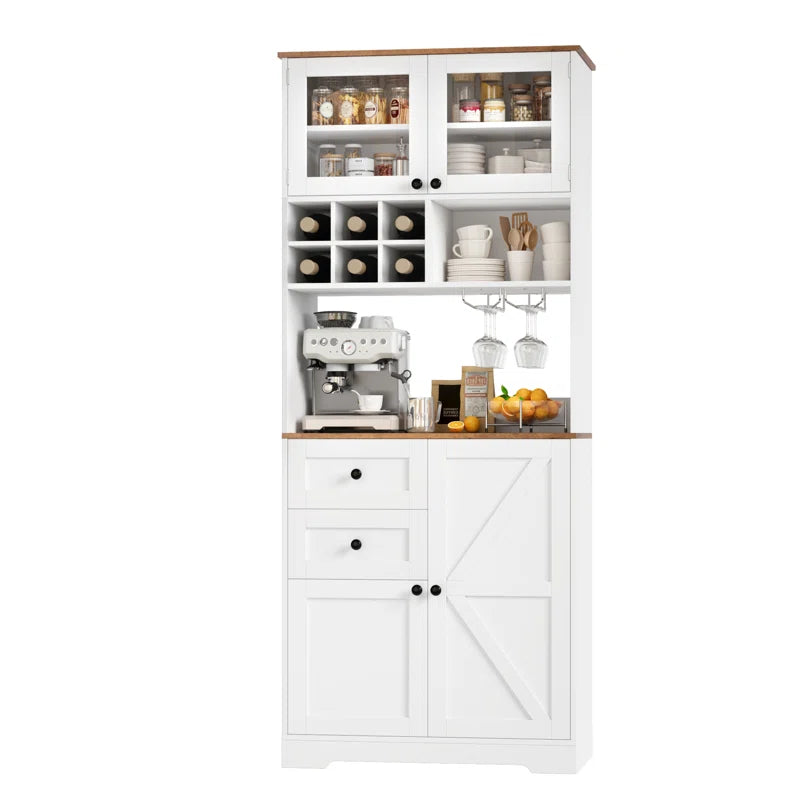 Microwave Stands: 75.2" Kitchen Pantry Organizer Cabinet with Hutch