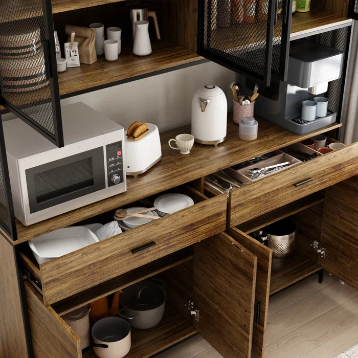 Microwave Stands :"77.4-Inch" Kitchen Storage Cabinet with Microwave Stand