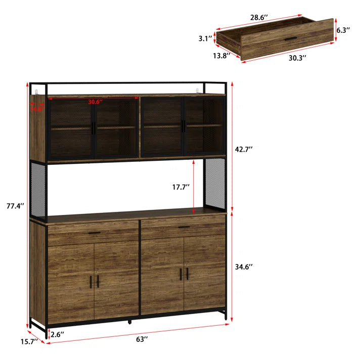 Microwave Stands :"77.4-Inch" Kitchen Storage Cabinet with Microwave Stand