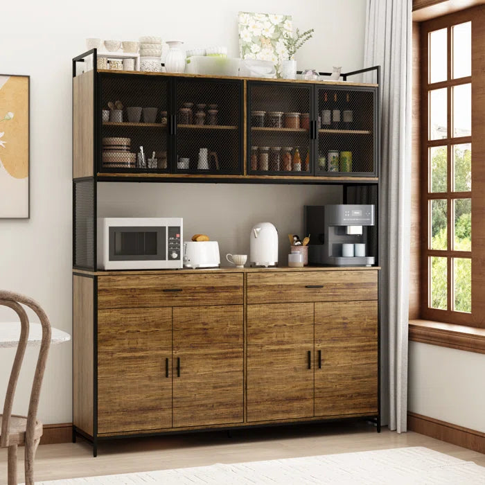 Microwave Stands: 77.4" Freestanding Microwave Stands with Pantry Cabinet