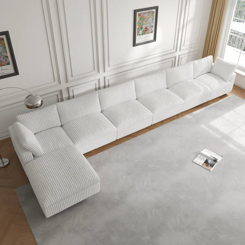 7 Seater Sofa Set: 7-Piece Modular Sofa with Wide Arm Upholstery and Ottoman