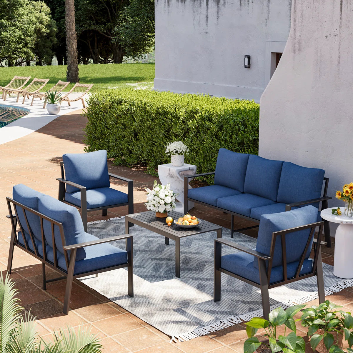 7 Seater Sofa Set: 7-person coffee table and sofa seating group