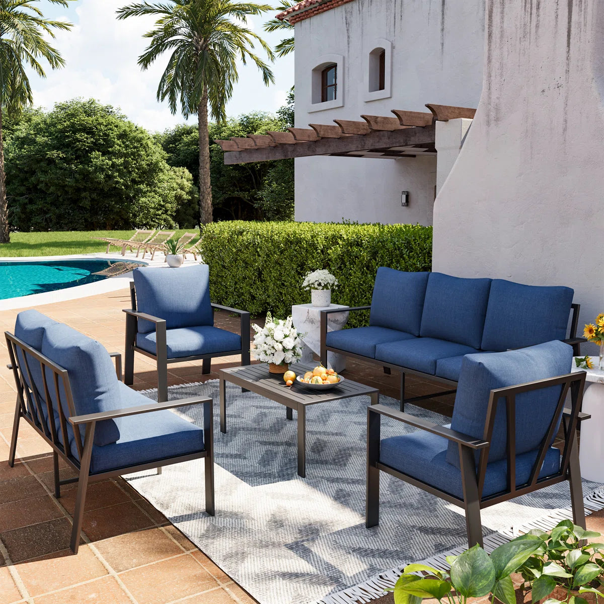 7 Seater Sofa Set: 7-person coffee table and sofa seating group