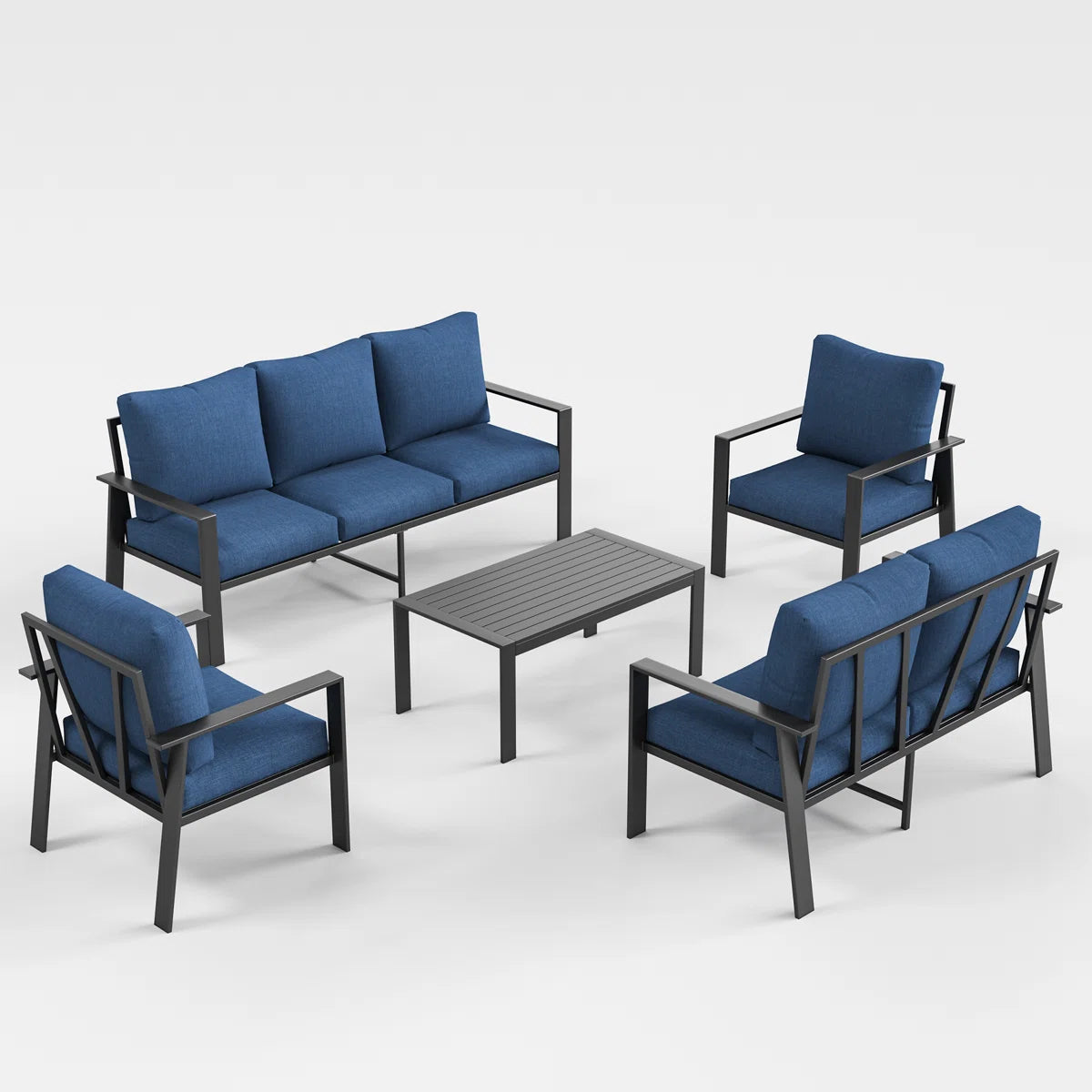 7 Seater Sofa Set: 7-person coffee table and sofa seating group