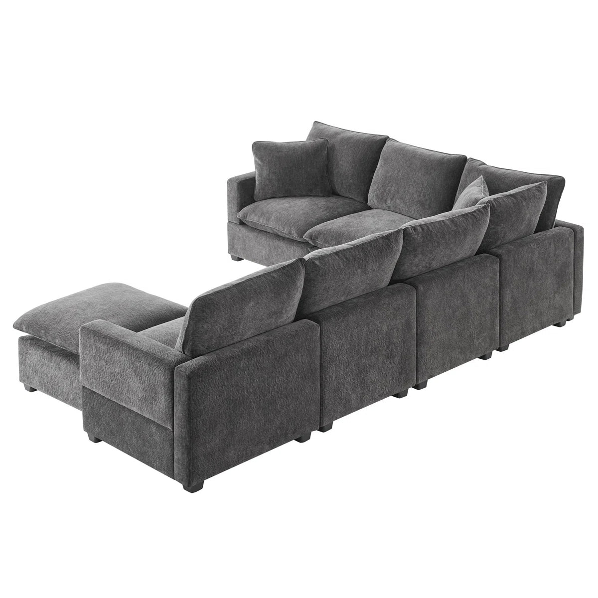 7 Seater Sofa Set: Two pillows are included with this 7 seater Chenille sectional couch set.