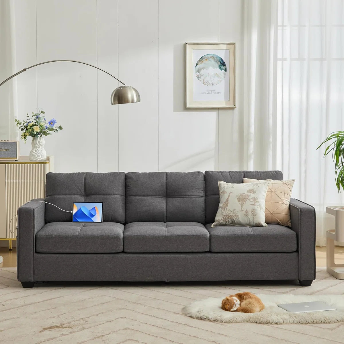 7 Seater Sofa Set: 88" Wide Modern 3 Seater Sofa