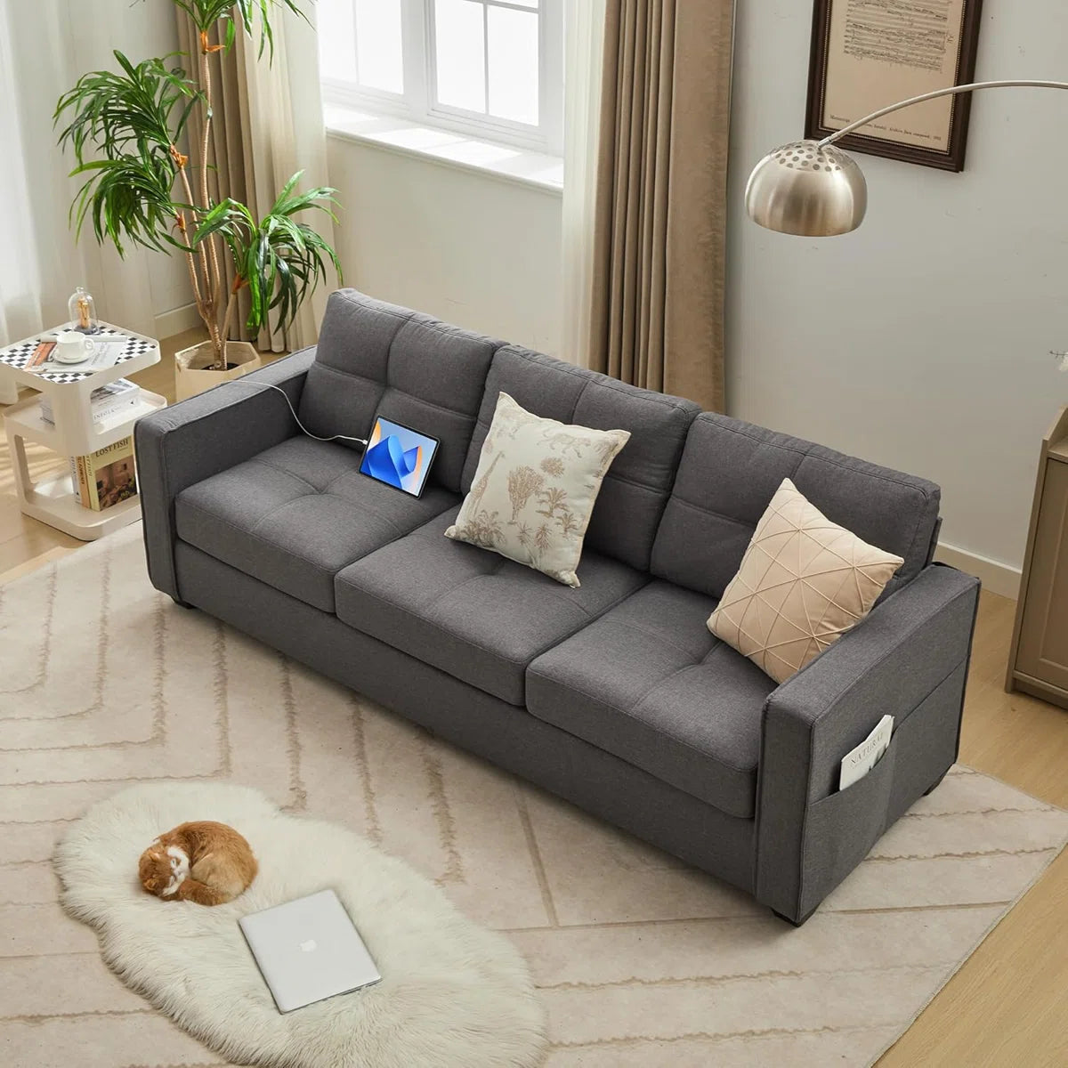 7 Seater Sofa Set: 88" Wide Modern 3 Seater Sofa