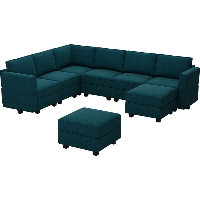 7 Seater Sofa Set: 9-Piece Upholstered Reclining Sectional