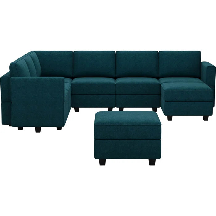 7 Seater Sofa Set: 9-Piece Upholstered Reclining Sectional