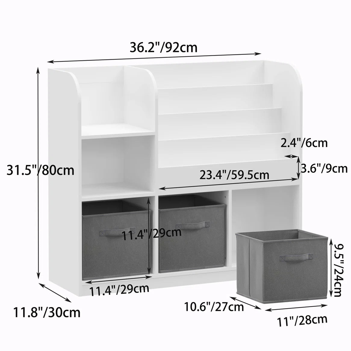 Kids Toy Storage Unit: Child-Friendly White Bookcase with Multi-Layer Shelves