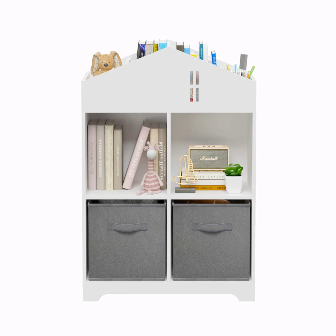 Kids Toy Storage Unit: Multi-Layer Wooden Bookcase with Front-Facing Display