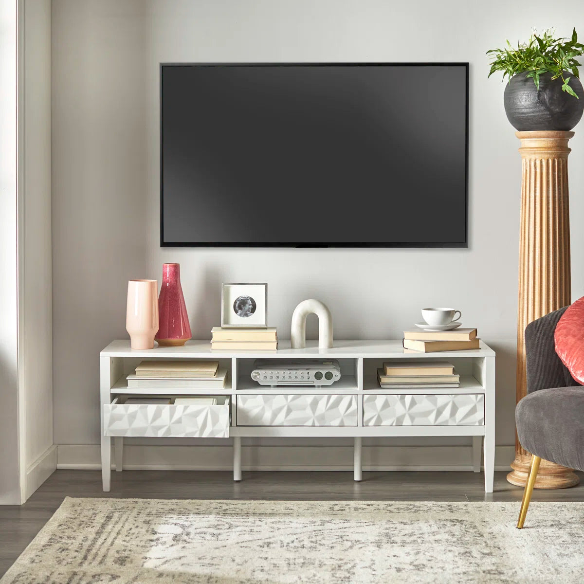 tv panel: Modern tv panel with Storage for TVs up to 65 Inches