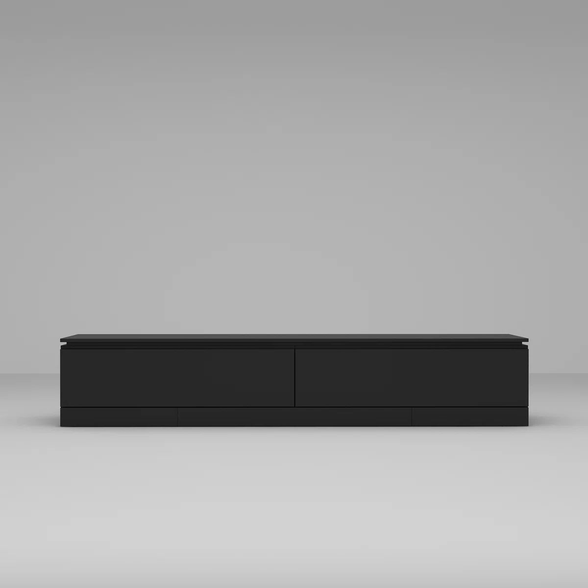 tv panel: Adjustable modern tv panel with expandable storage and low-profile matte black design