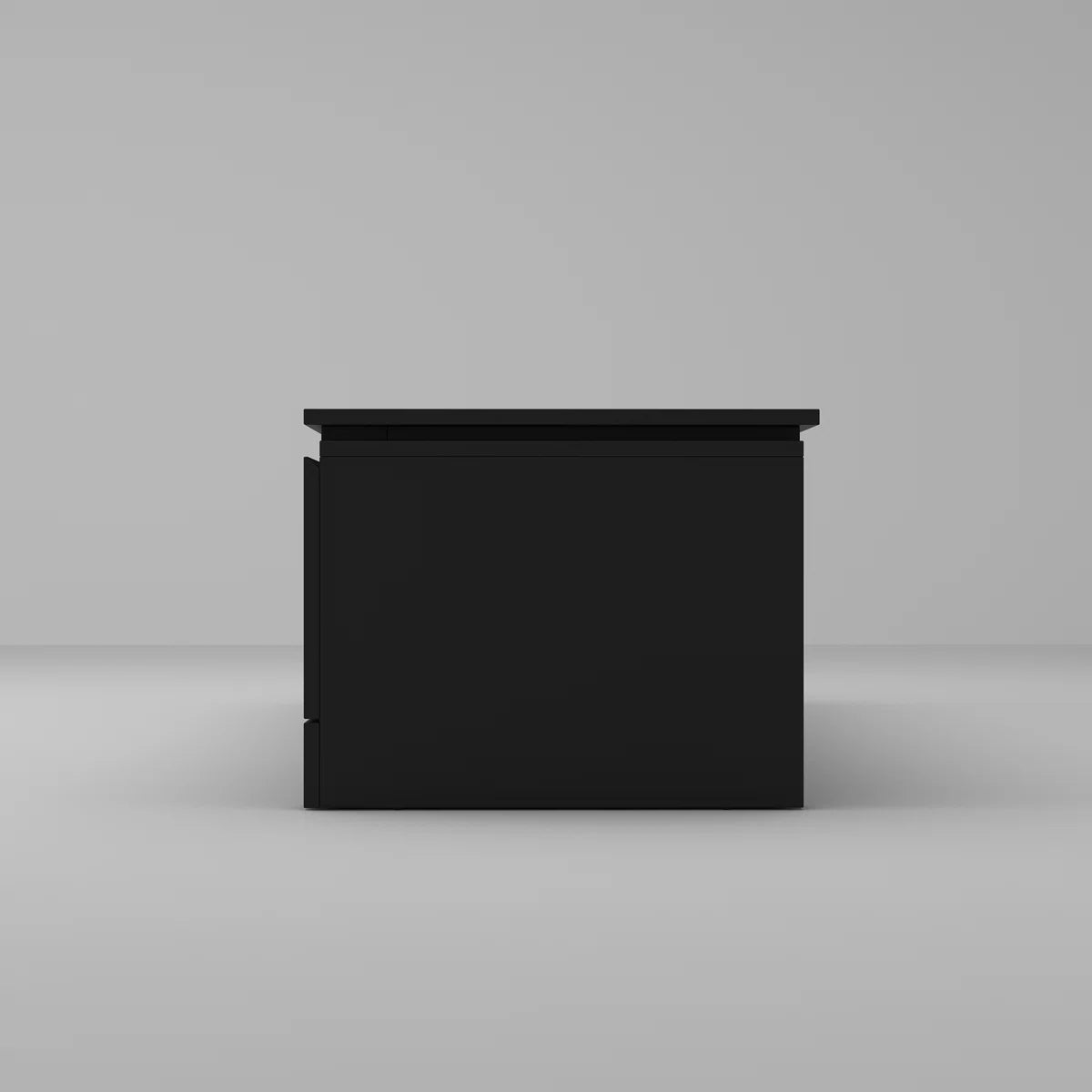 tv panel: Adjustable modern tv panel with expandable storage and low-profile matte black design