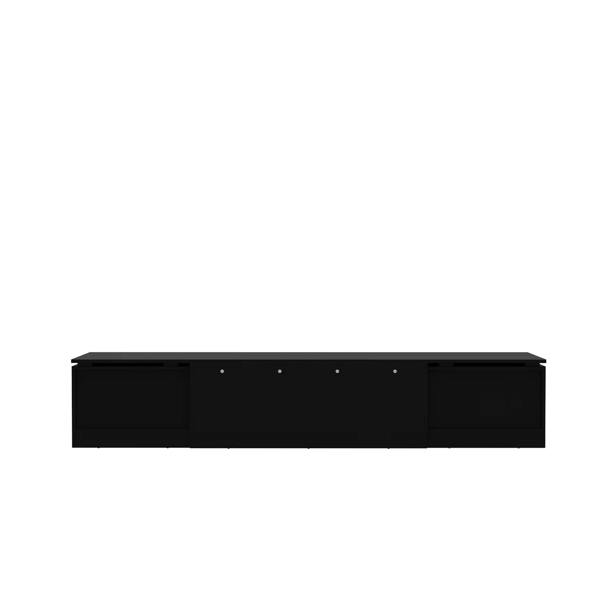 tv panel: Adjustable modern tv panel with expandable storage and low-profile matte black design