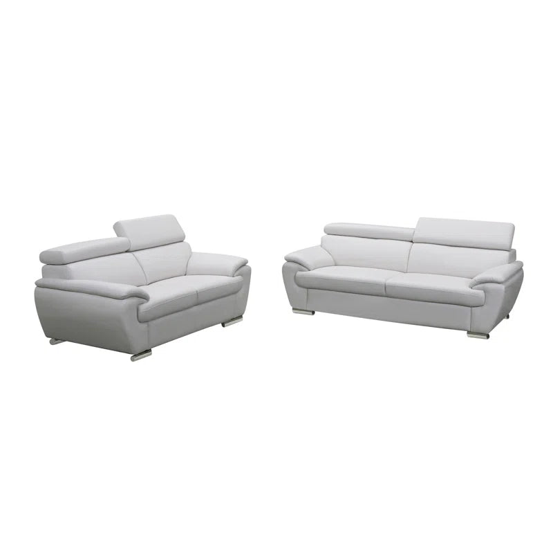 Luxury Sofa Sets: Aieshia 2-Piece Genuine Leather Sofa & Loveseat Set with Adjustable Headrests