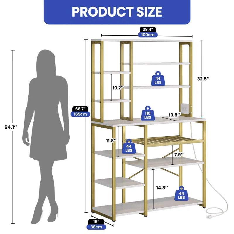 Kitchen Racks: 39.4'' Modern Kitchen Baker's Rack with Shelves and Storage Baskets