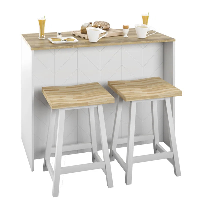 Kitchen Island Table: Elegant White Finish with Handy Storage Drawers